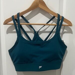 Fabletics Teal Strappy Sports Bra, Size Large